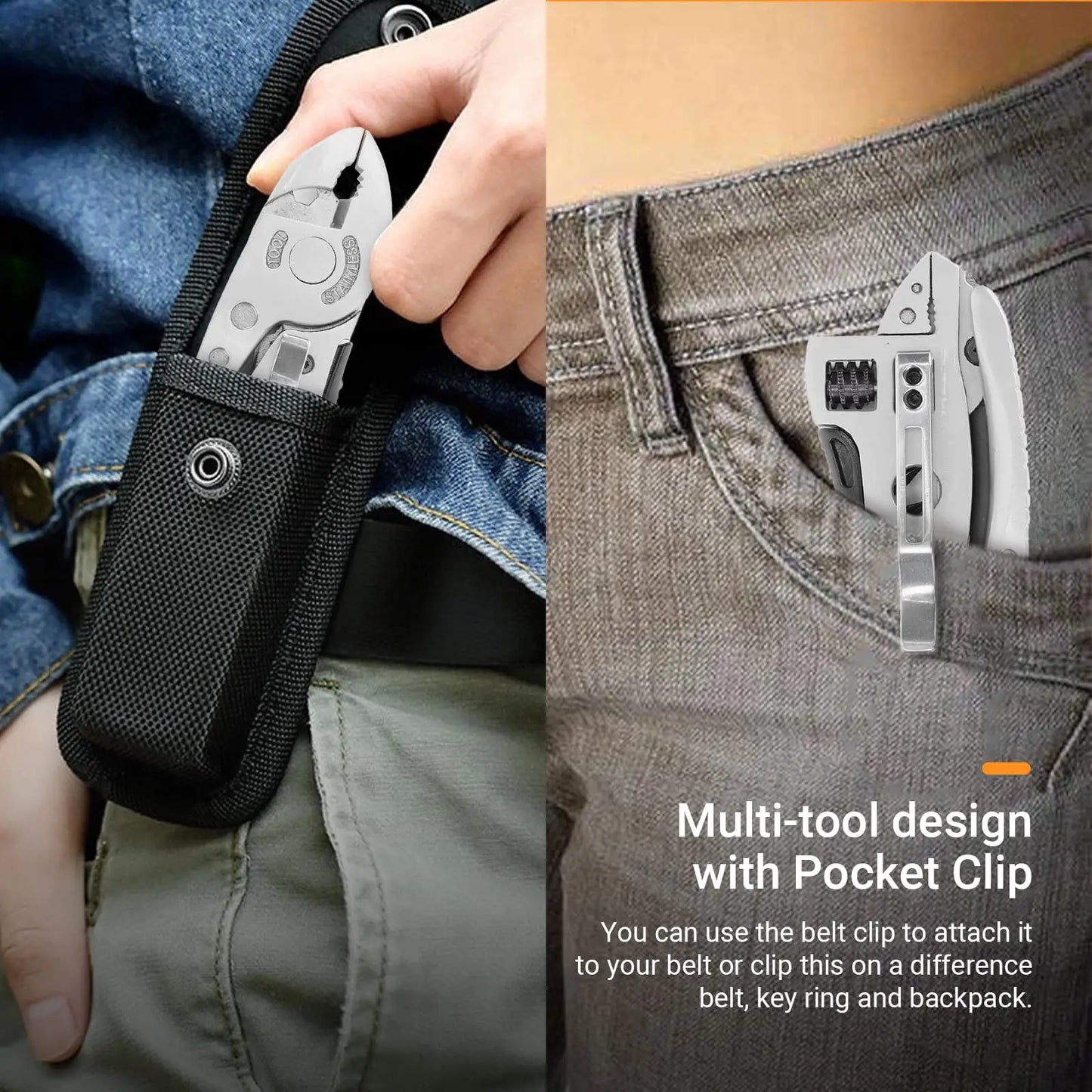 Multi-Tool Pliers Set: Adjustable Wrench, Screwdriver, Wire Cutter, Portable Folding Multi-Tool for Emergency Kit