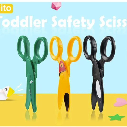 Kids Safe Scissors, Preschool Training Plastic Scissors with Cute Animal Design, Child-Friendly Craft DIY Tool for Art Home Use