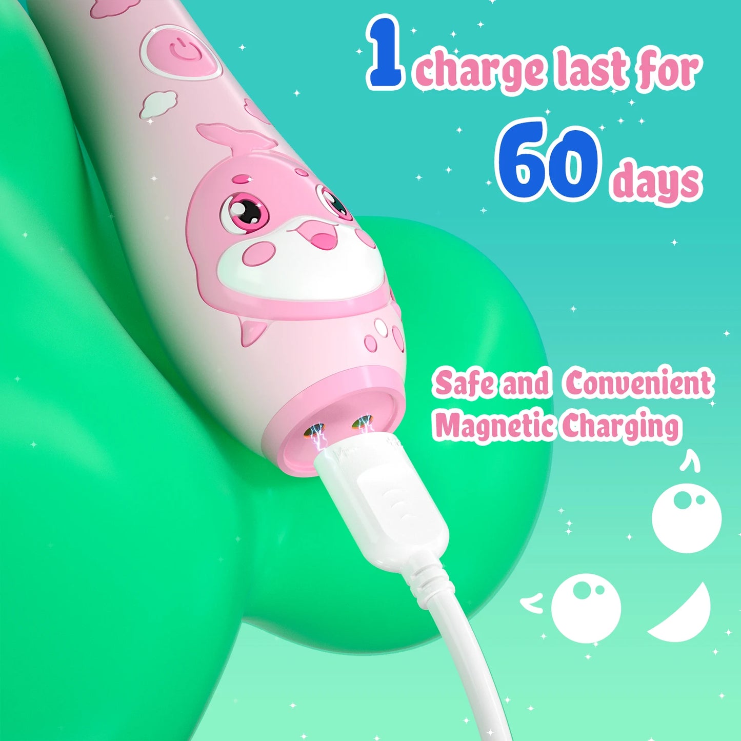 Seago Kids Electric Toothbrush Sonic Child Dolphin Colorful Observing LED 2 mins Smart Timer IPX7  Waterproof Teeth Cleaning