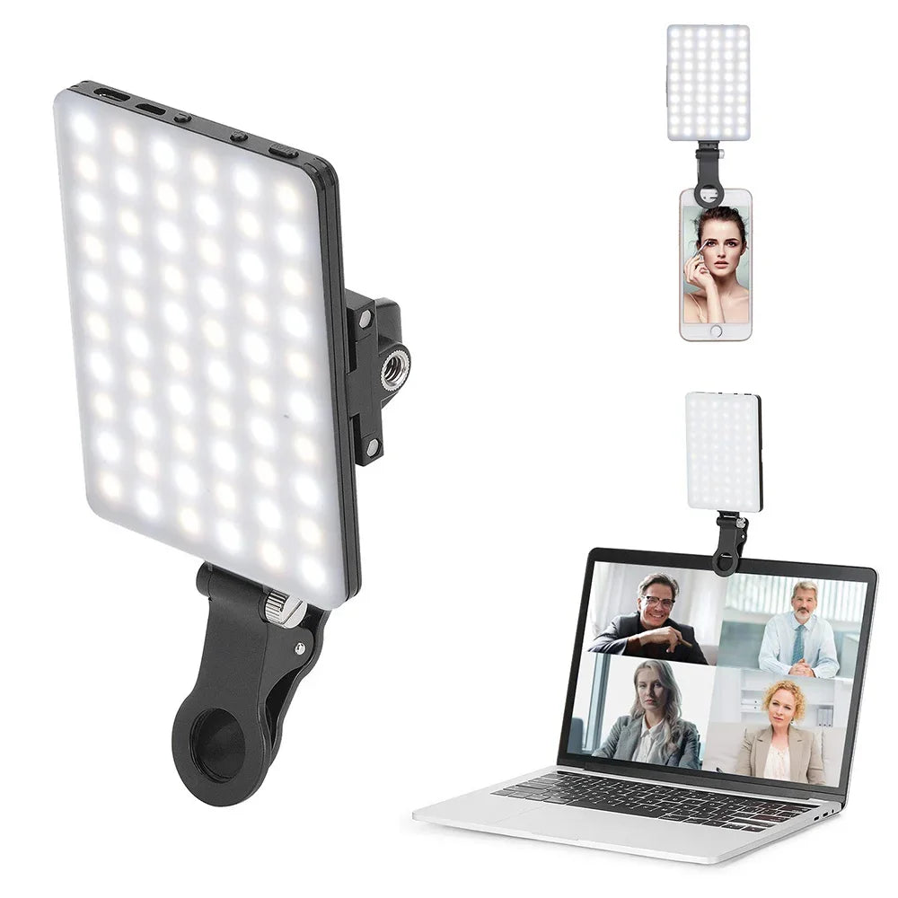 طقم إضاءة LED للهاتف المحمول، مصباح إضاءة للتصوير الفوتوغرافي، مزود بمنفذي شحن USB PD، مناسب للبث المباشر، صور السيلفي، ومؤتمرات الفيديو.