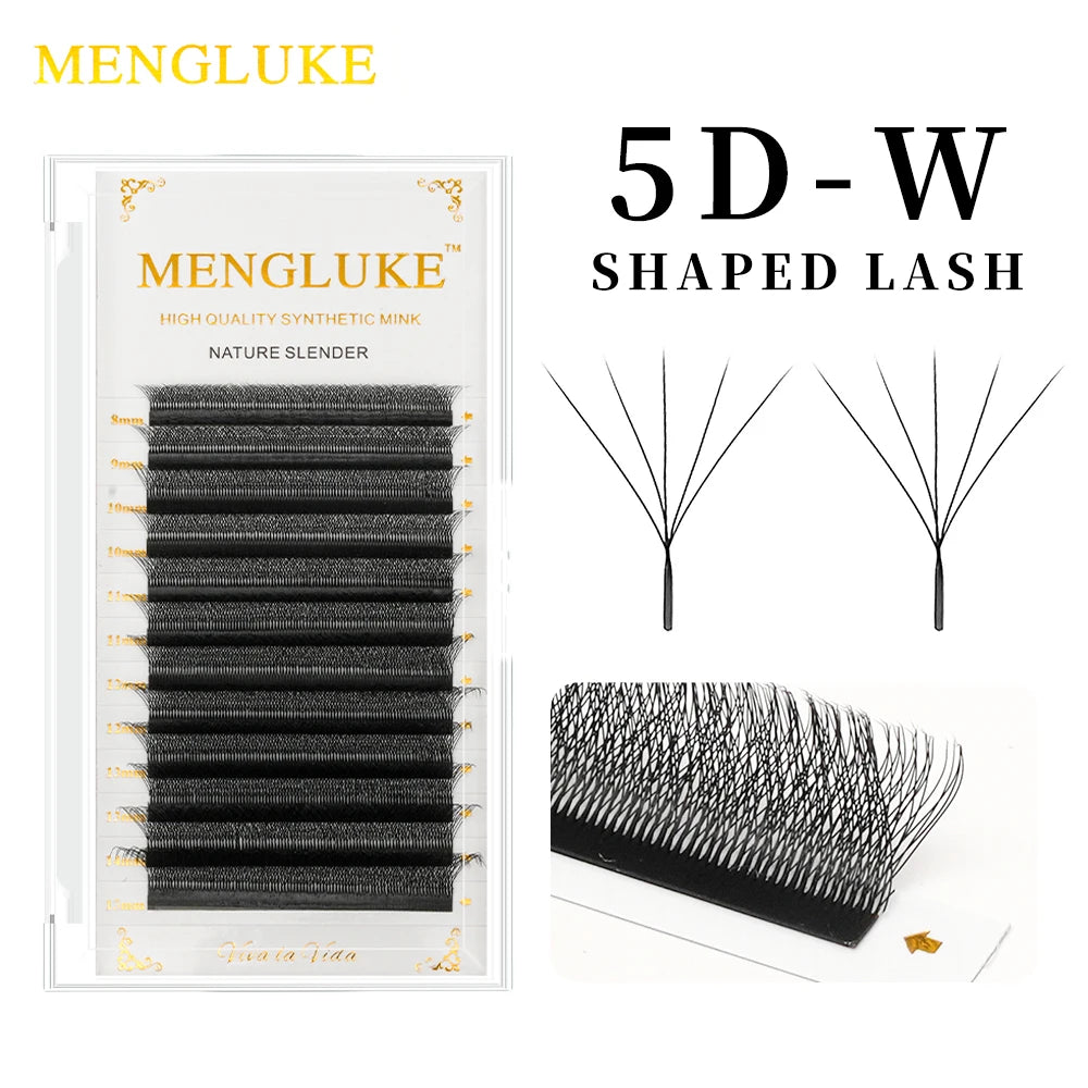 MENGLUKE 5D W Shaped Bloom Automatic Flowering Premade Fans Eyelashes Extensions Natural Soft Light High Idividual Lashes