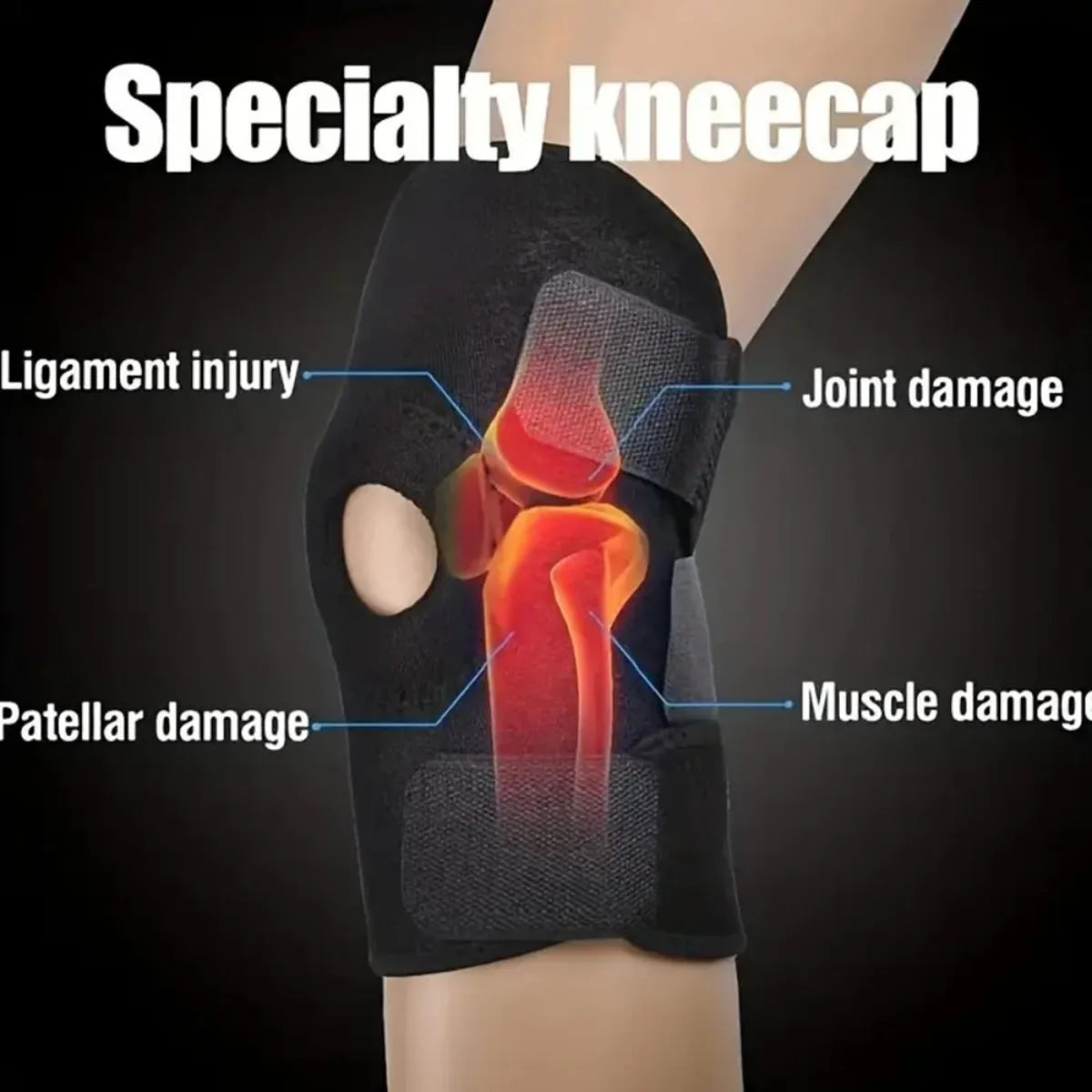 Knee Brace with Side Stabilizers Breathable Adjustable Knee Support Suitable for Sport Training and Knee Pain