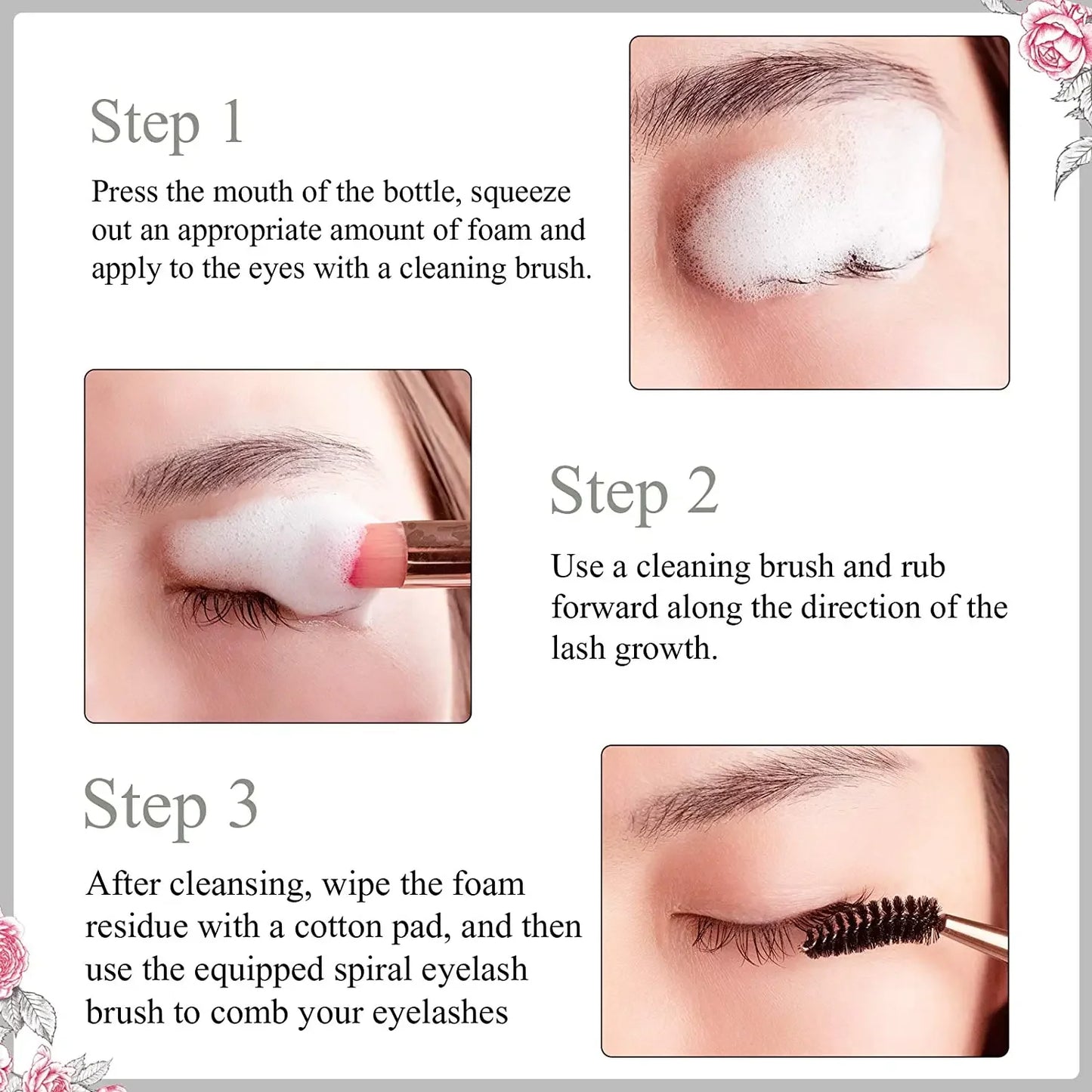 5/10PCS 50ML Eyelash Extension Shampoo Foam Mousse Kit Fast Makeup Glue Removal Foam Set Deeply Cleaning With Brush For Women
