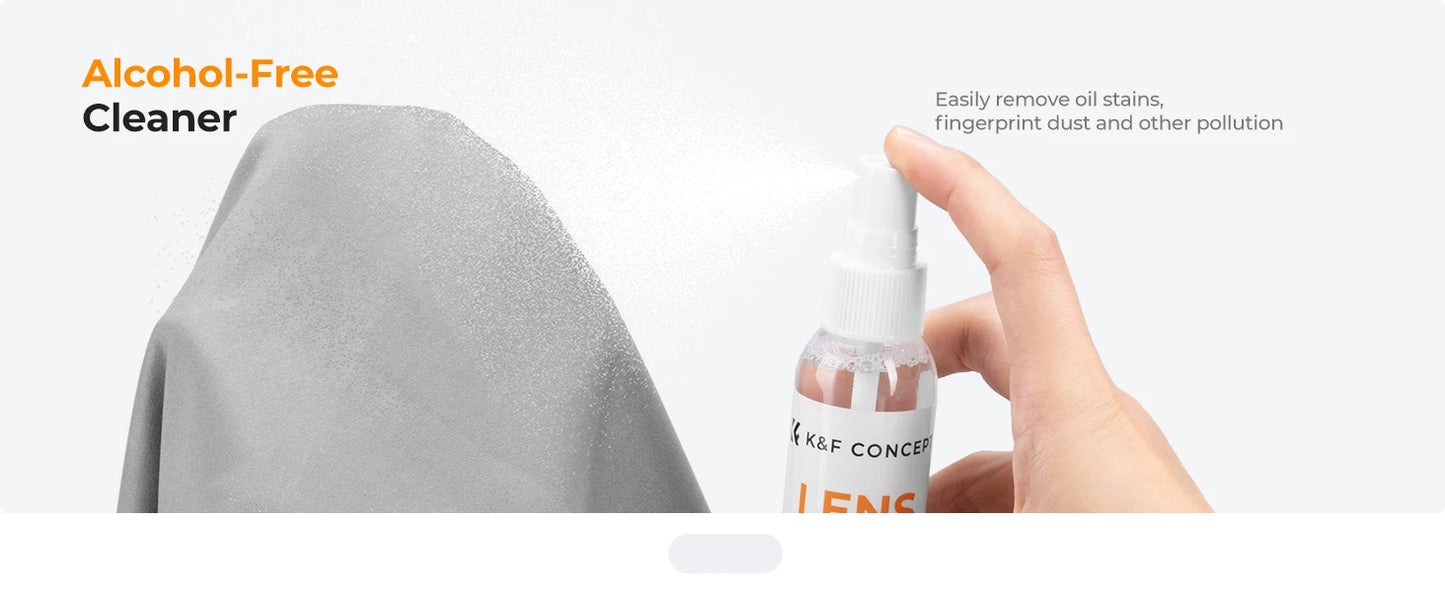 K&F Concept Camera Lens Cleaning Kit with Camera Blower Glasses Wipes Cloth Cleaning Liquid Cleaning Pen for Camera Lens Phone