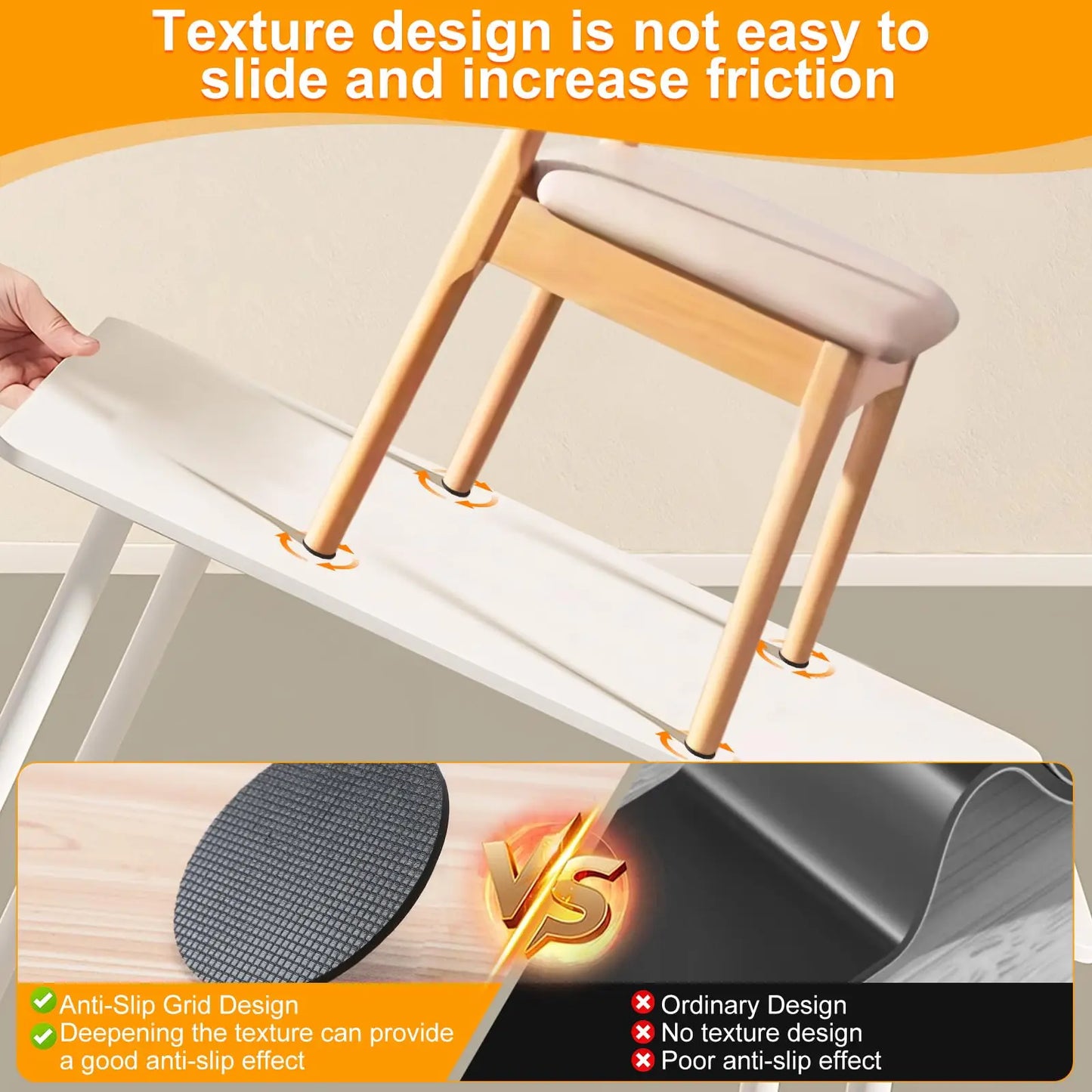 Self Adhesive Non Slip Furniture Pads 4”x40” Rubber Floor Protectors, Cuttable Anti Skid Grippers for Hardwood Floors