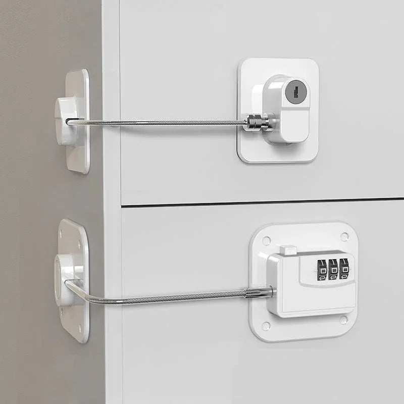 1 Pcs Child Safety Lock Cabinet Fridge Door Lock Stainless Steel Cable Protection Kids Baby Home Window Lock Strong Fix  מנעול