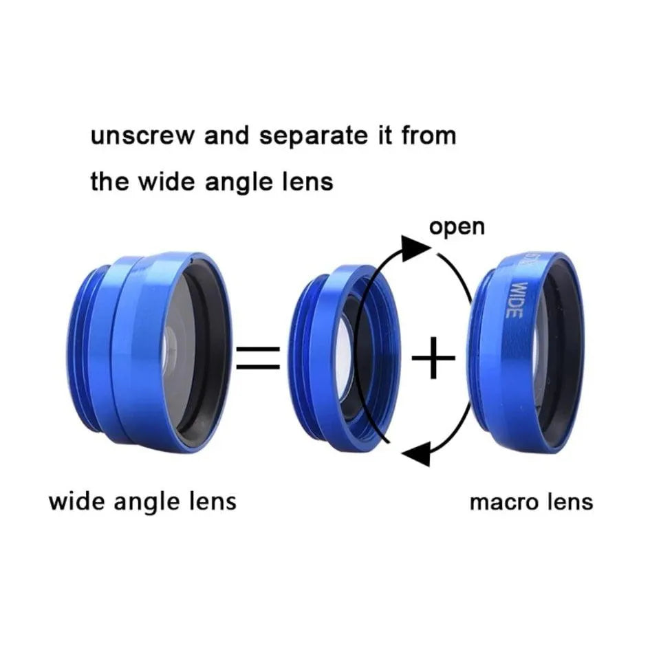 3in1 Fisheye Lens Wide Angle Micro Camera Lens for iPhone 16 15 14 13 11 Zoom Fish Eye Len for Smartphone Lenses with Phone Clip