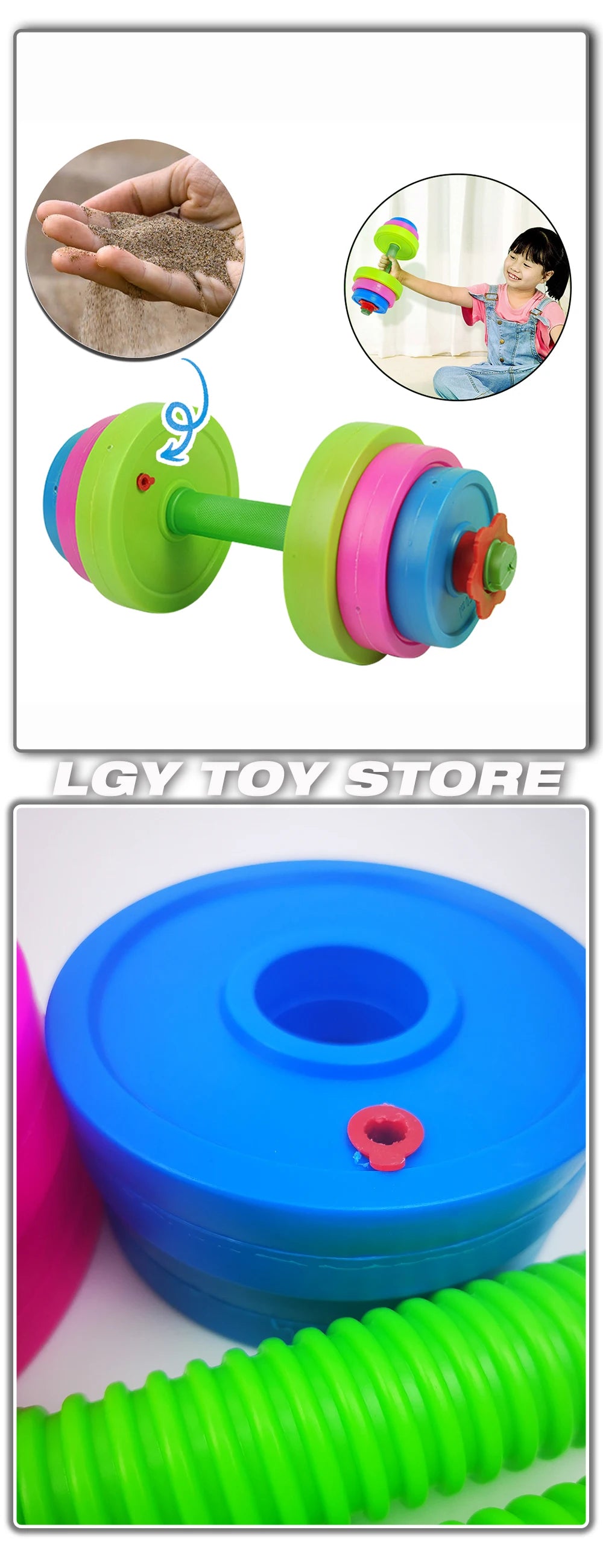 Children dumbbell detachable long barbell child boy girl plastic filled sand outdoor sports beach toys children indoor toys kids