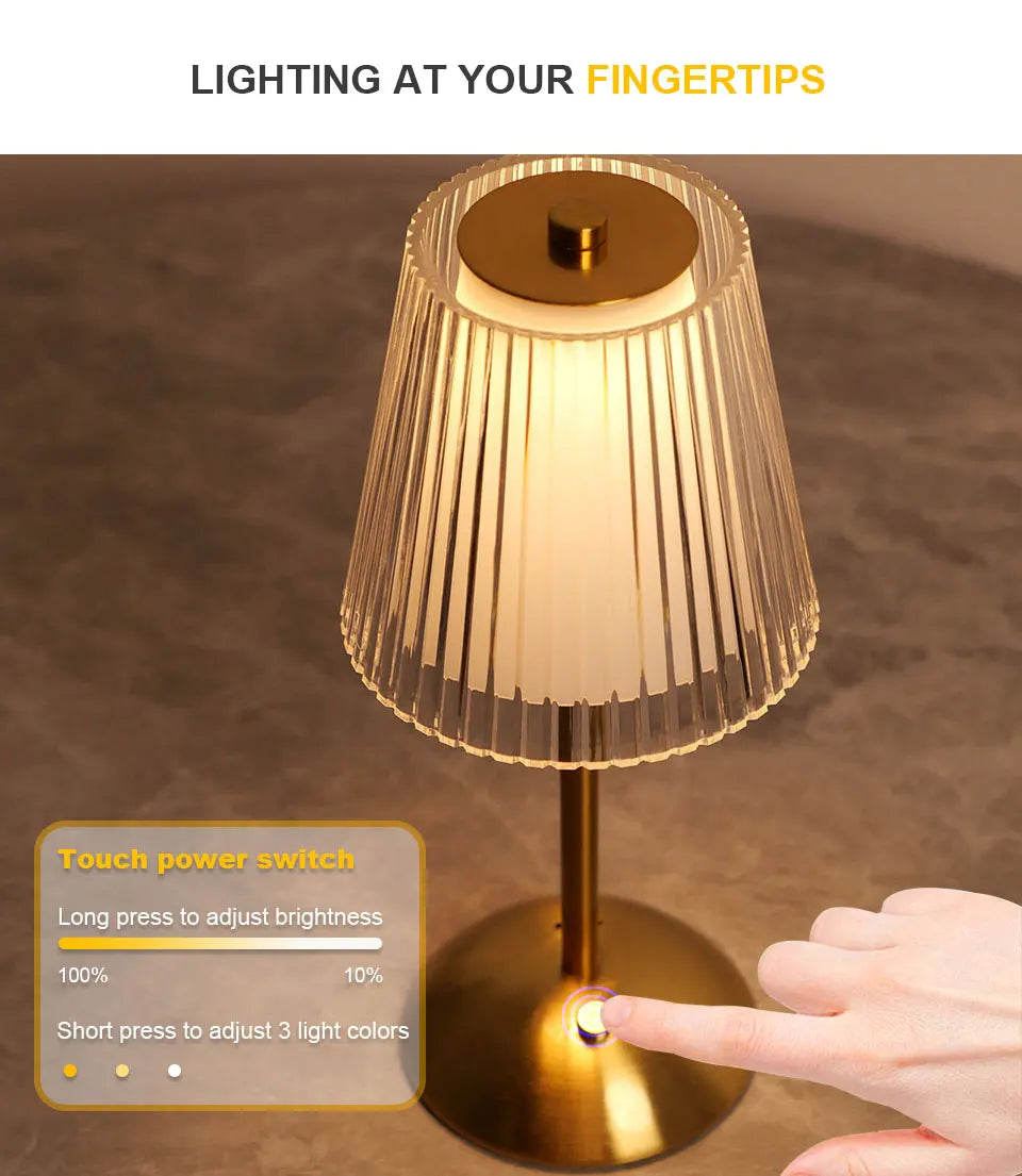 LED Table Lamp Touch Sensor Rechargeable Night Light Nordic interior Dimming Stand LED Bedside Lamp Restaurant Hotel Bar Bedroom