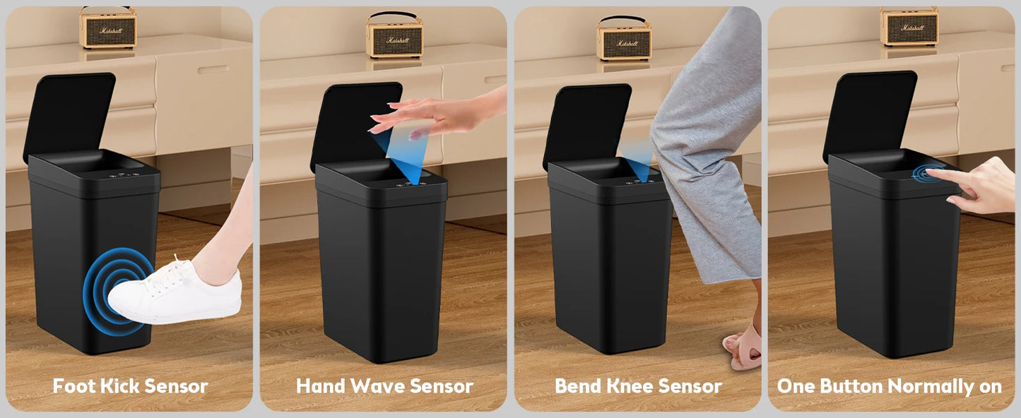 Bathroom Trash Can, 12L Automatic Motion Sensor Touchless Waterproof Trash Bin with Lid, Smart Electric Trash Can for Kitchen