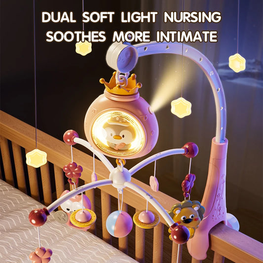 Baby Crib Bell Toys Musical Baby Crib Mobile with Lights Projection for 0-12Months Infants Crib Toys Bed Bell Toy Newborn Gifts