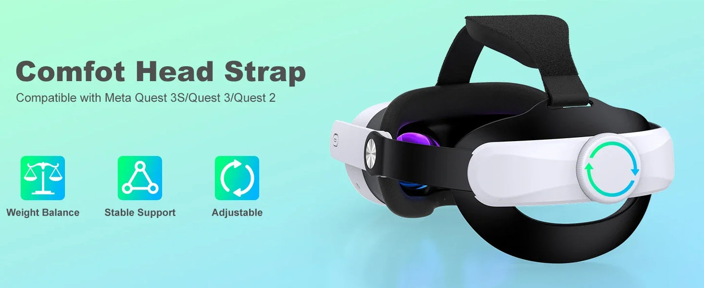 BEBONCOOL Adjustable Head Strap for Meta Quest 3S/Quest 3/Quest 2 Headstrap for VR Headset Accessories Enhanced Support