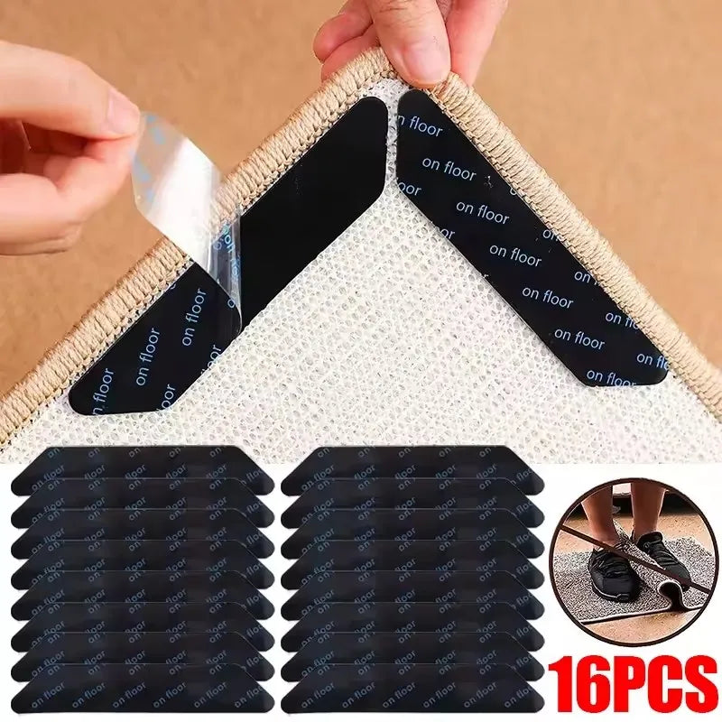 Wholesale Triangle Washable Reusable Rug Gripper Anti-skid Rubber Mat Non Slip Patch Tape for Tile Floors Carpets Corners Pad