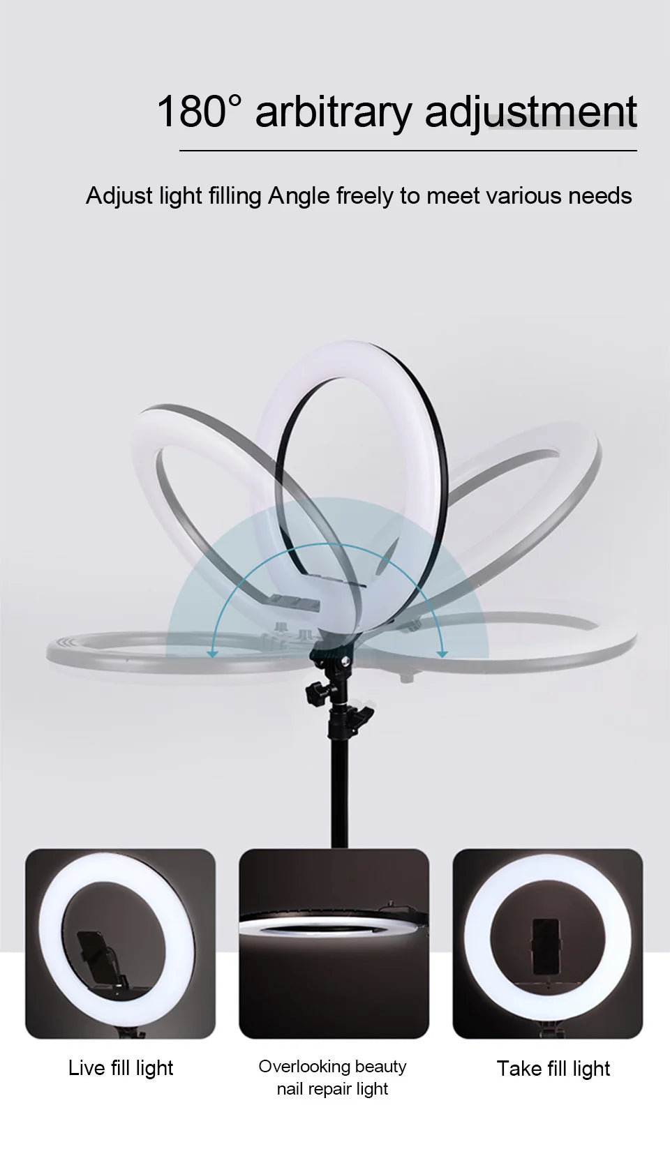 26CM Photography Lighting Phone Ringlight Tripod Stand Photo Led Selfie Remote Fill Ring Light Lamp Video Youtube Live COOK