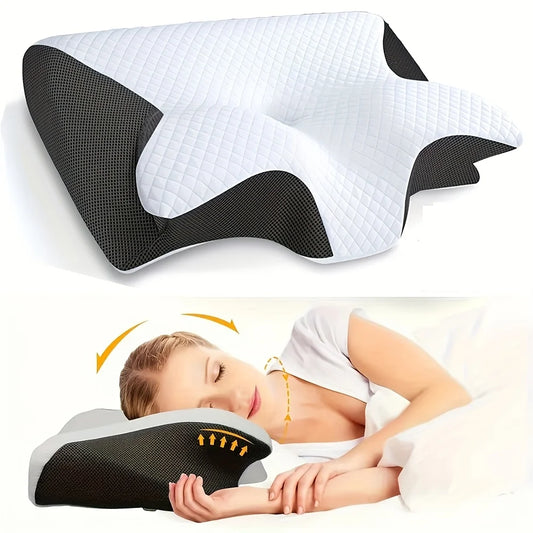 Ergonomic Neck Pillow for Side, Back, and Stomach Sleepers - Contoured Design, Soft Yet Firm Support, Shoulder Relaxation