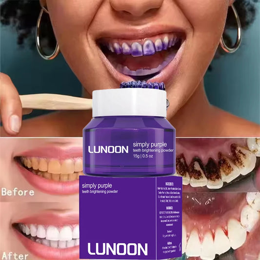 Purple Teeth Whitening Powder Remove Plaque Stains Cleaning Oral Hygiene Bleaching Dental Tools Fresh Breath Brighten Tooth Care