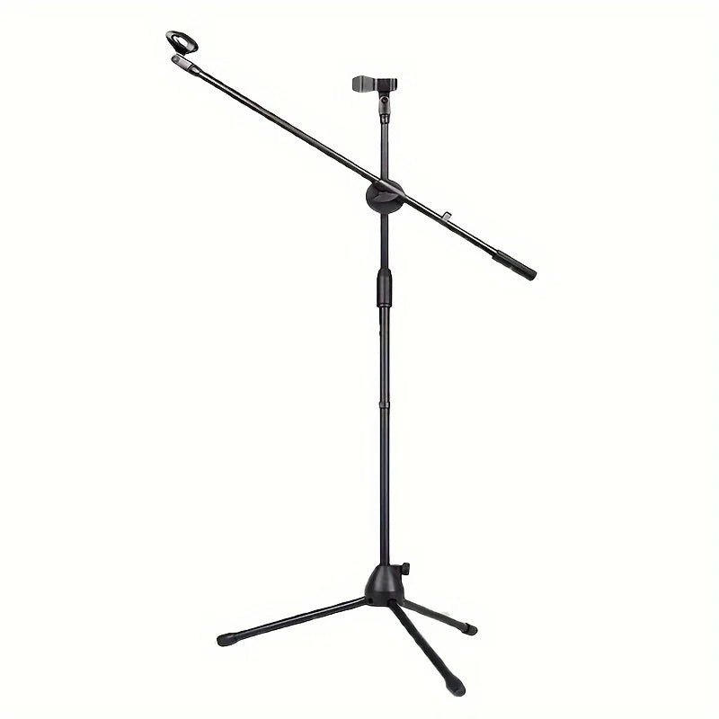 Tripod Boom Microphone Stand With Mic Clip Cell Phone And Microphone Not Included Collapsible And Lightweight,  Arms Adjustable