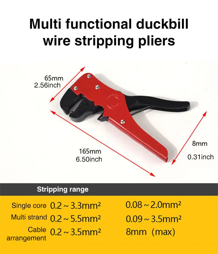 Multi-Functional Duckbill Wire Stripper: Adjustable Automatic Cable Wire Stripper with Cutter, Perfect for Electricians!