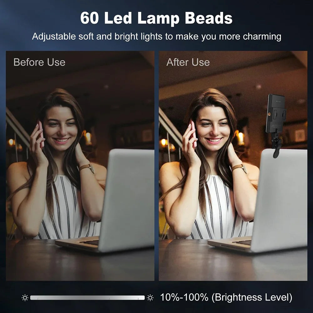 طقم إضاءة LED للهاتف المحمول، مصباح إضاءة للتصوير الفوتوغرافي، مزود بمنفذي شحن USB PD، مناسب للبث المباشر، صور السيلفي، ومؤتمرات الفيديو.