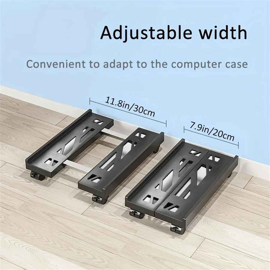Adjustable Mobile PC Tower Stand with Wheels under Desk CPU Holder Adjustable Stable Mobile Computer Host Stand for Home Office