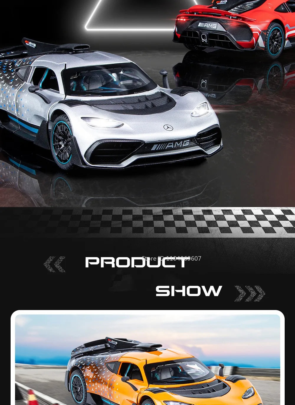 Scale 1:24 ONE Sports Car Model Toy Modified Metal Diecast Free Wheeling Vehicles Simulation Sound & Light Gift for Children
