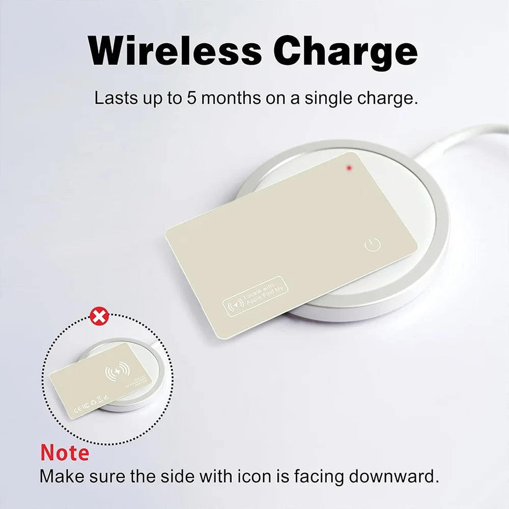 Airtag Card Wallet Tracker Thin 1.6mm, Rechargeable Air Tag Compatible with Find My (iOS Only), Item Finder Locator for Luggage