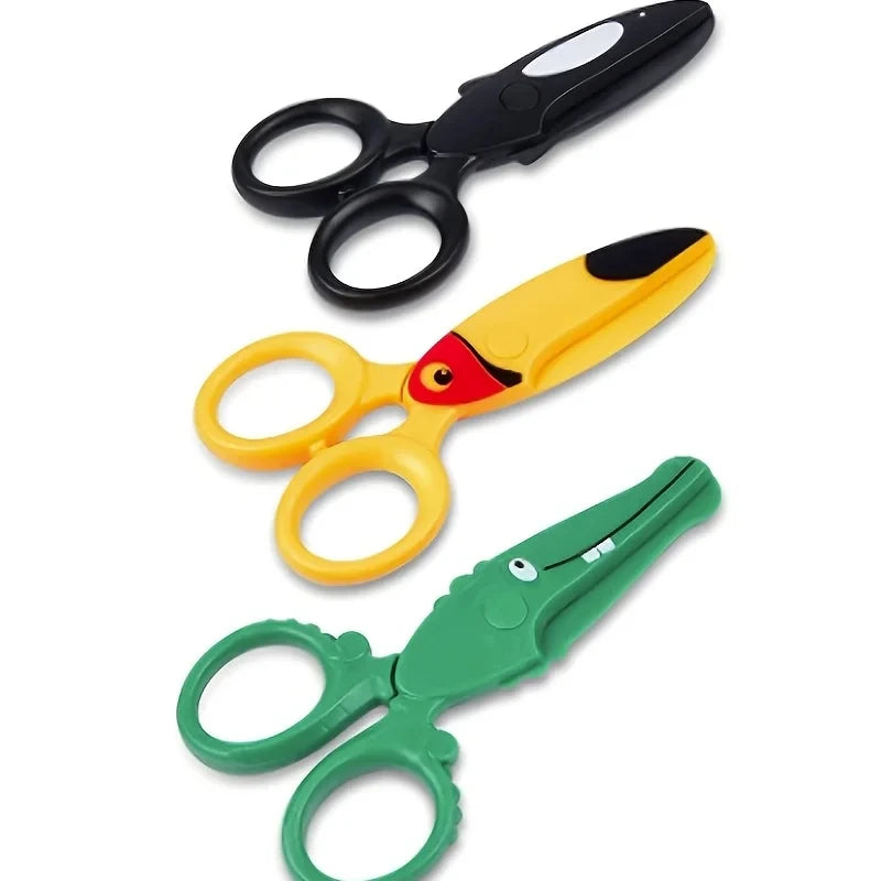 Kids Safe Scissors, Preschool Training Plastic Scissors with Cute Animal Design, Child-Friendly Craft DIY Tool for Art Home Use