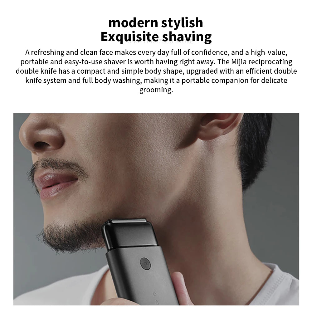 Xiaomi Mijia Electric Shaver Dual Cutter Blade Reciprocating High-Speed Motor Magnetic Suction IPX7 Waterproof Portable Razor