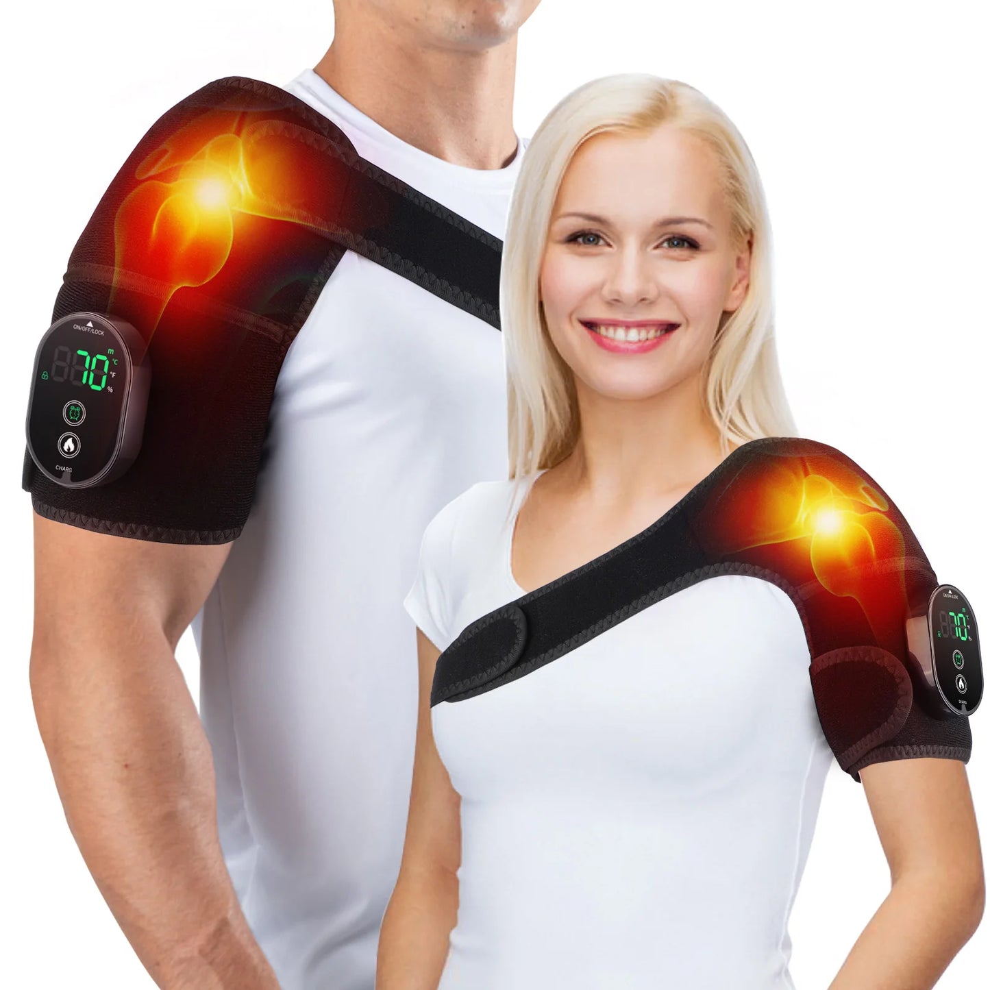 Thermal Knee Massager 3 in 1 Shoulder Knee Elbow Heating Massage Support Brace Rechargeable Vibration Pad Machine Muscle Relax