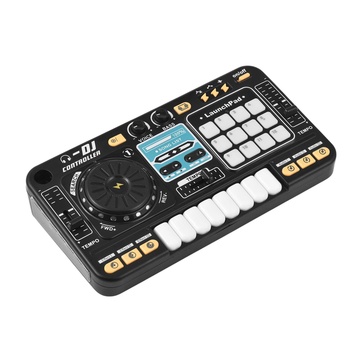 Kid Electricity DJ Mixer with Microphone Electronic Piano Keyboard DJ Turntable Controller Turntable Instrument Kid Birthday Gif