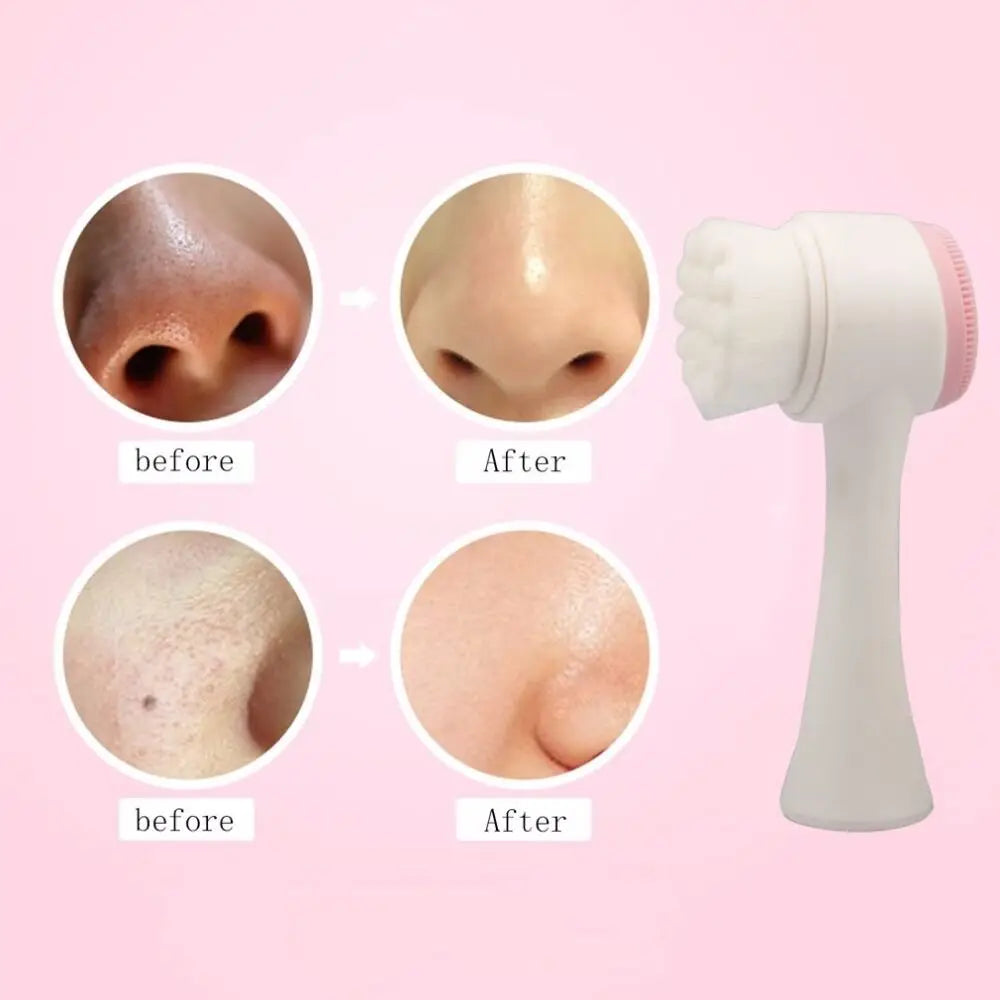 1/2pcs 2-In-1 Facial Silicone Cleansing Brush Facial Soft Silicone Brushes Care Massage Brush Portable Face Deep Cleansing Brush