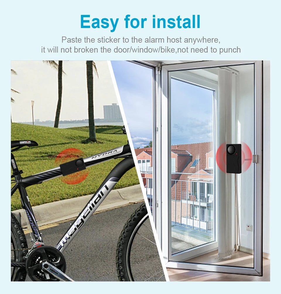 Wireless Vibration Alarm Door And Window Anti-Theft Alarm With Remote Control 110dB Motorcycle Bicycle Security Sensor System