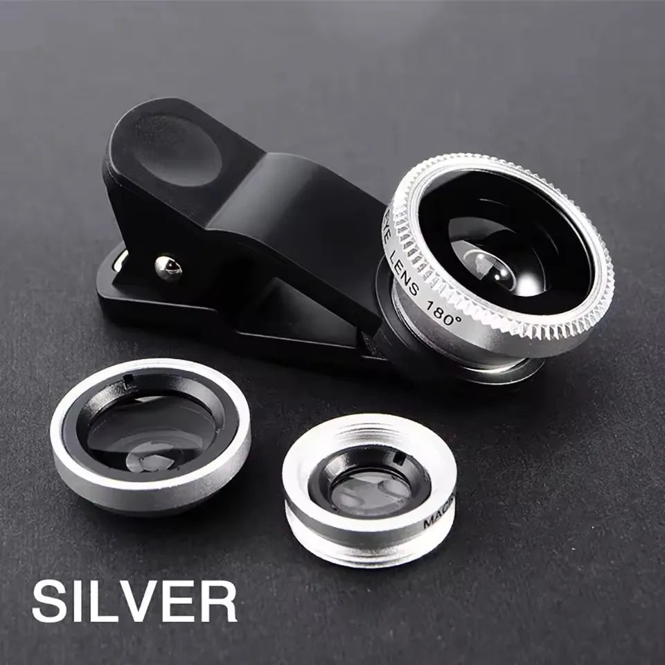 3 in 1 Fisheye Phone Lens Wide Angle Zoom Lens Fish Eye Macro Lenses Camera Kits With Clip Lens On The Phone For All Smart Phone