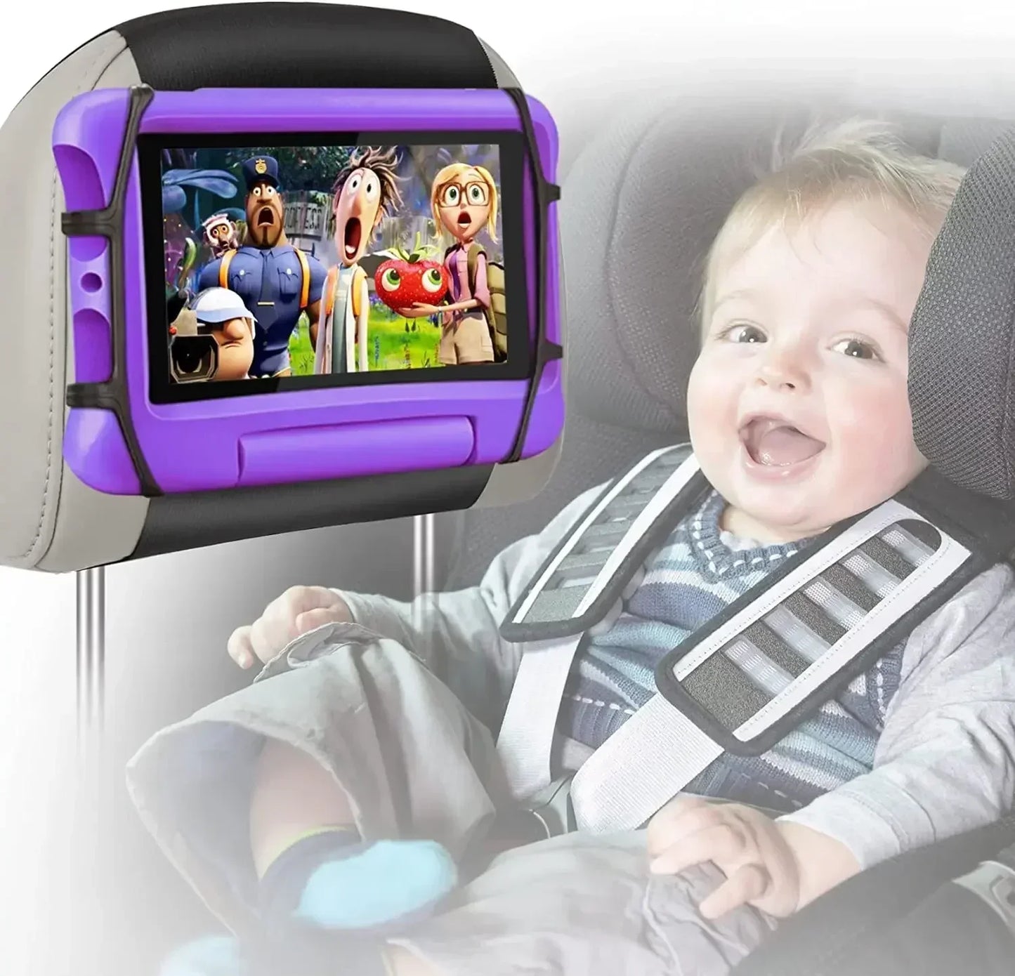 360 Rotating Adjustable Car Back Seat Kids Tablet Holder for IPad Pro Air Mini Kindle Anti-Slip Strap Bracket Stand Accessories