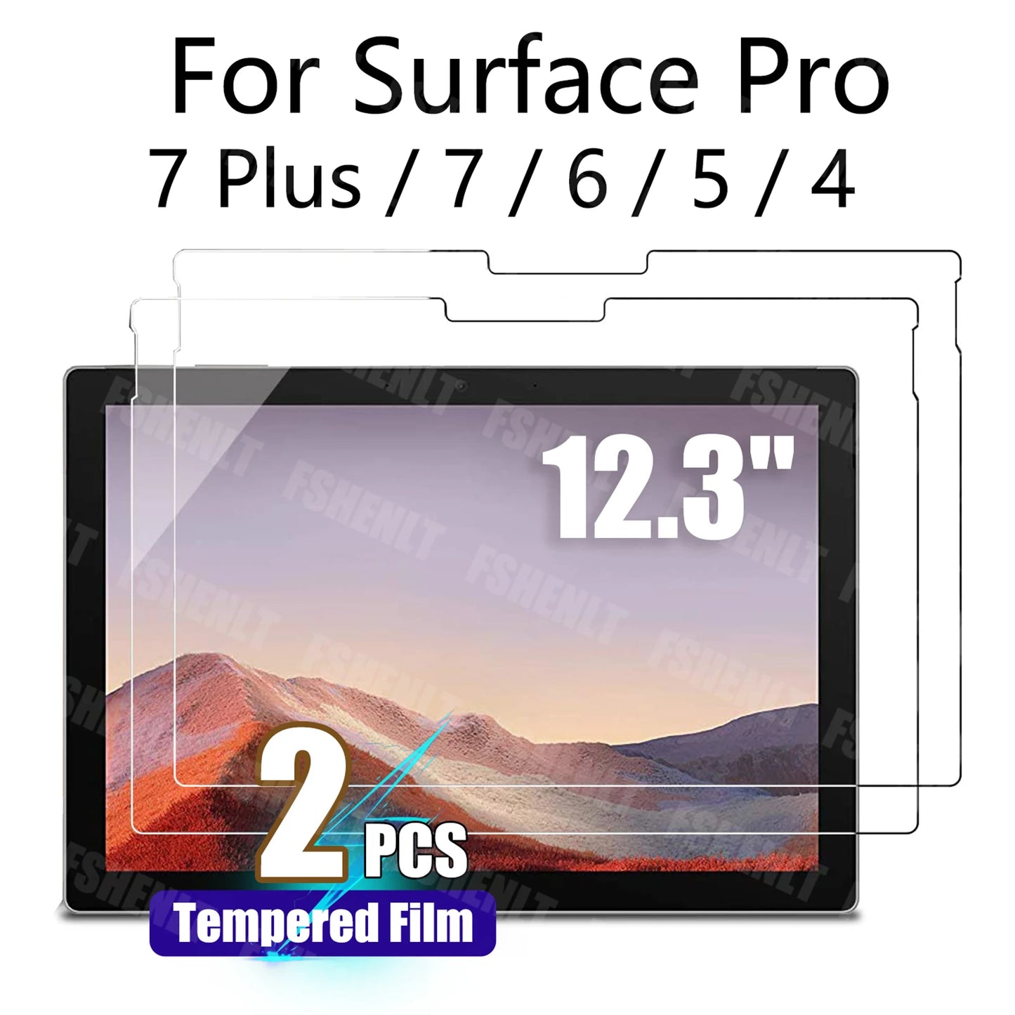 Tempered Glass Film for Surface Pro 7 Plus / Pro 7 / Pro 6 / Pro 5 / Pro 4 (12.3 inch) Screen Protector 9H Hardness 2.5D 12.3"