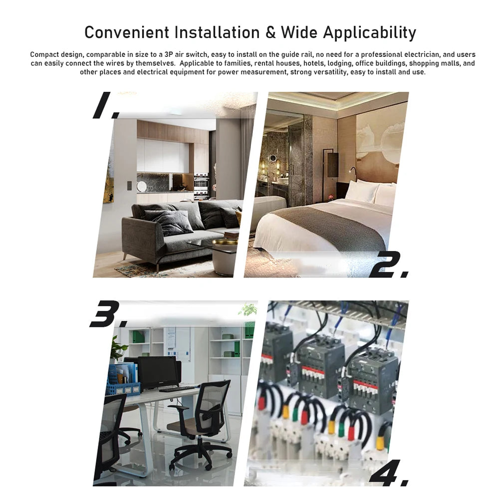 Tuya WiFi Smart Energy Meter DIN-Rail Voltage Current Monitor Power Factor Frequency Metering Digital Display Electricity Meter