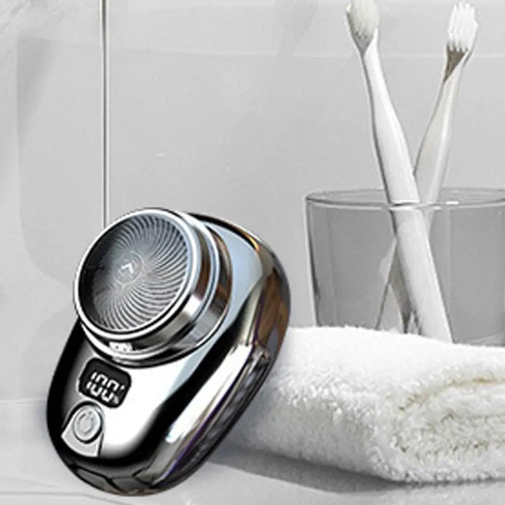 Mini Electric Razor Shaver for Men Vehicle Mounted Shave with Digital Display Cordless Travel Pocket Shaver Face Beard Trimmer