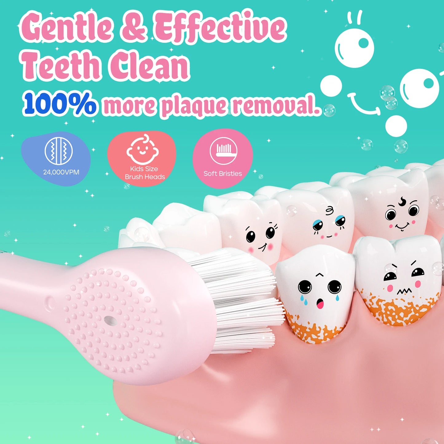 Seago Kids Electric Toothbrush Sonic Child Dolphin Colorful Observing LED 2 mins Smart Timer IPX7  Waterproof Teeth Cleaning