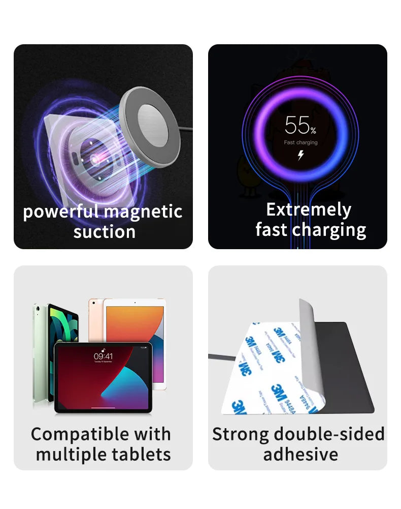 Wall Mounted Tablet Holder Wireless Charger Magnetic Bracket Type-C USBC for Android iPad Home Central Control Panel Accessories