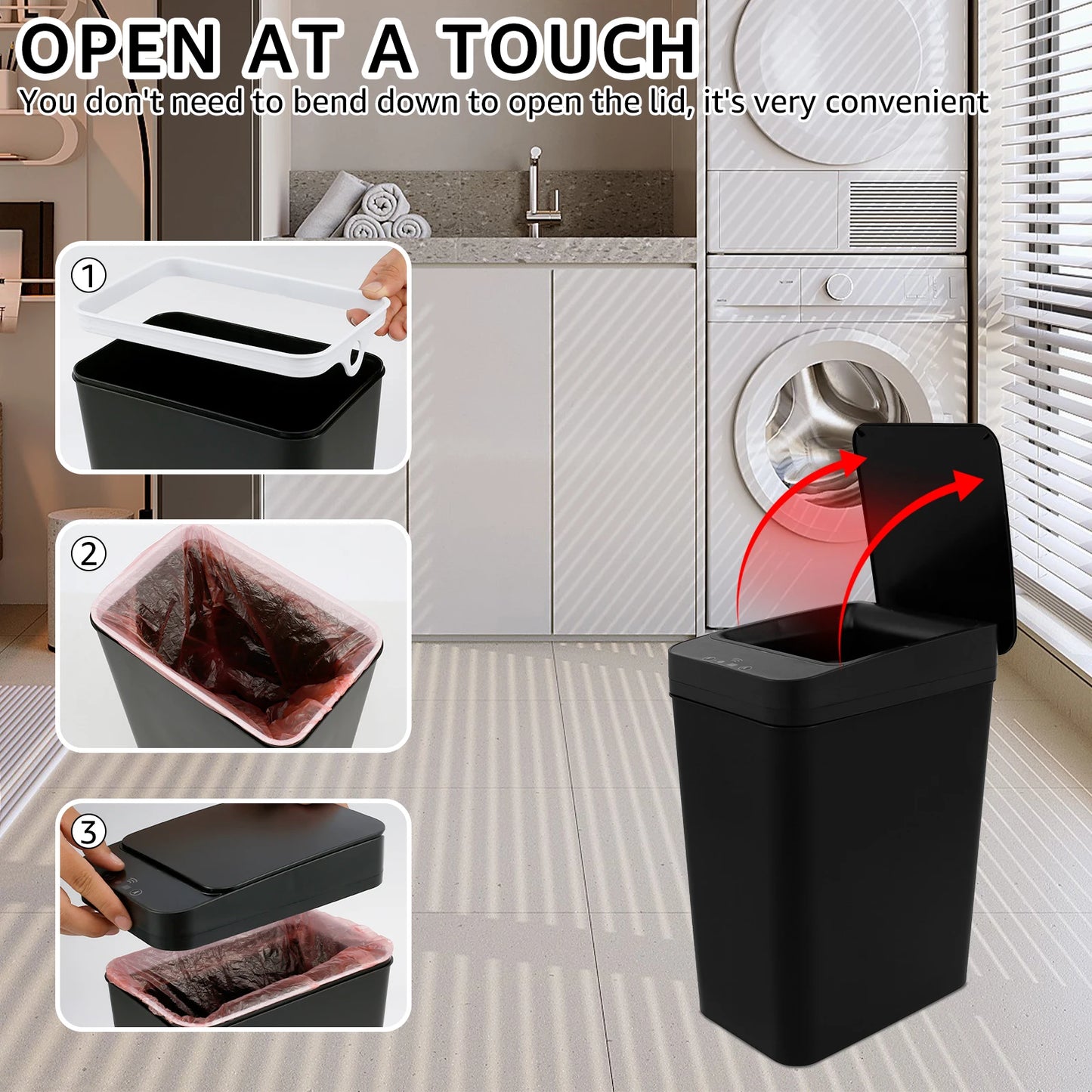 Automatic Sensor Trash Can 12L Touchless Infrared Motion Sensor Smart Trash Can for Kitchen Bathroom Waterproof Wastebasket NEW