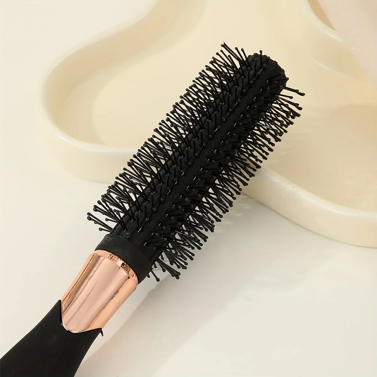 Professional Black Round Hair Brush for Styling and Curling - Portable and Easy to Use