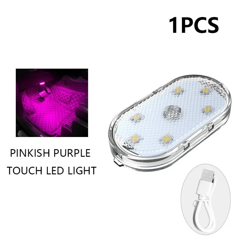 Car LED Touch Lights USB Sensor Rechargeable Reading Light Auto Door Light Roof Ceiling Lamp Car Interior Atmosphere Lamp