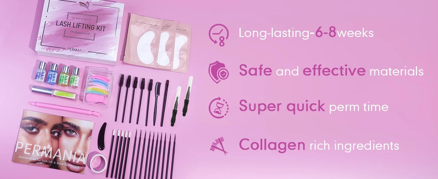 PERMANIA Eyebrow Lamination kit Lash Lift Kit Cruelty Free Eyebrow Perm Kit Includes All Tools & Accessories Eyelash Curlers