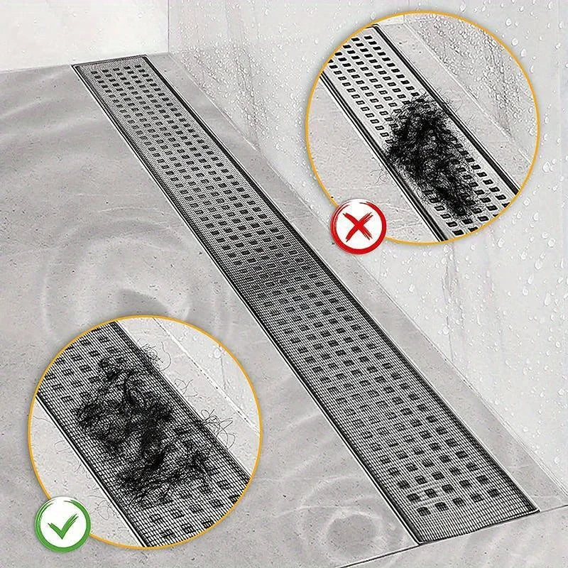 Shower Drain Hair Catcher Self-Adhesive,Disposable Mesh Sink Strainer Filter for Bathroom Floors Cutable,Waterproof,Mildew