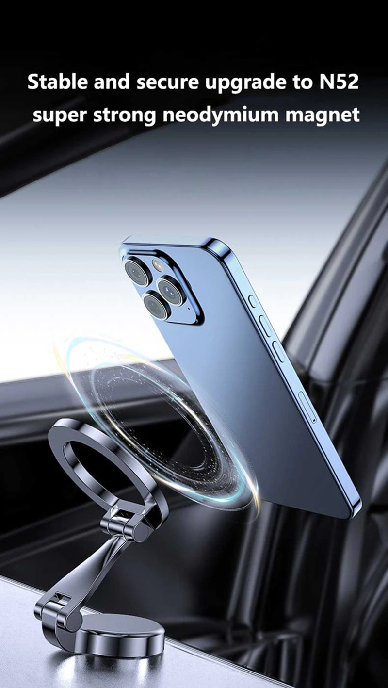 Upgrade MagSafe Car Phone Holder Car Magnetic Phone Stand Strong Magnetic 360°Rotatable Foldable Metal Suction Cup Phone Mount