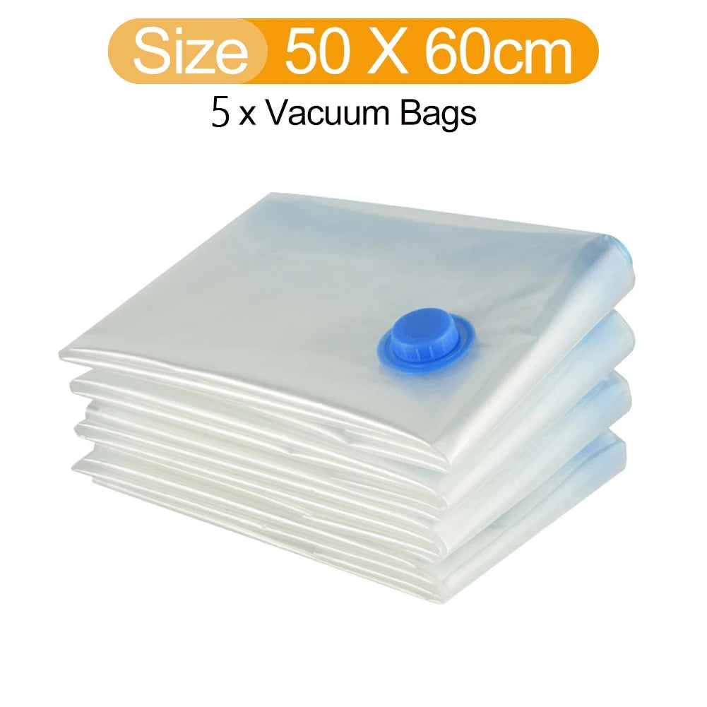 5Pcs Vacuum Storage Bags Vacuum Seal Bag Space Saving Bags Comforters Clothes Pillow Bedding Blanket Travel Vacuum Bag Storage