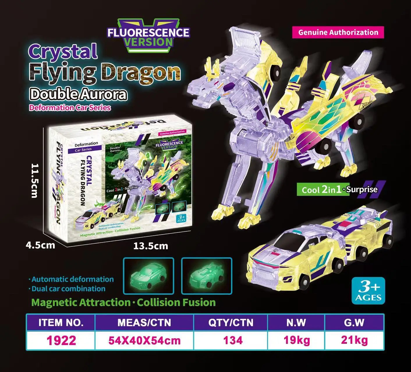 2 in 1 Collision Transforming Car Toy, Magnetic Cars Transform Fun - Cars with Collision Transformation Party Favors Gift