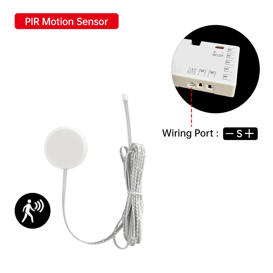 LED Strip Sensor Switch DC12 24V Touch/PIR Motion/Dual Door Sensor for Cabinet Closet & Drawer DIY Shelf Showcase Lighting