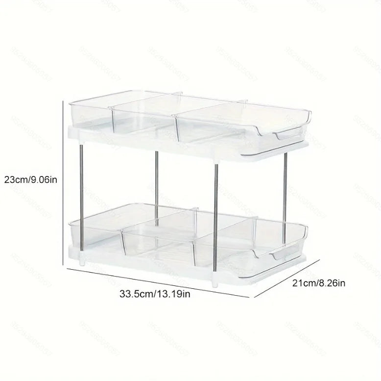 2-Tier Pull Out Under Sink Storage Shelf - Multi-Purpose Organizer for Bathroom Cabinet & Kitchen Pantry