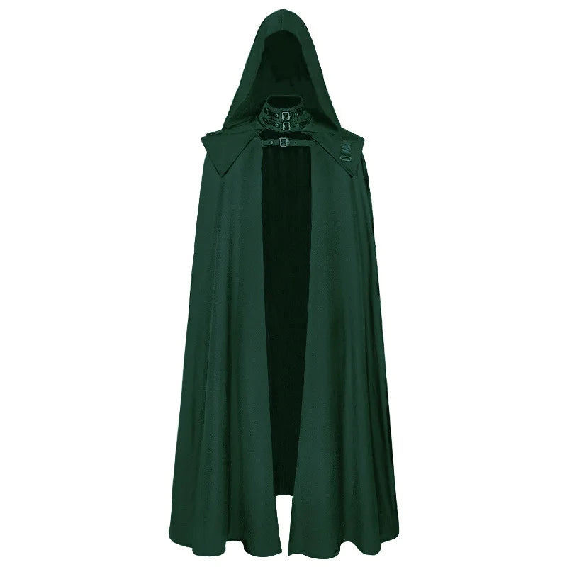 2025 Vintage Euro-American Medieval Wizard Cosplay Costume, Halloween Gothic Hooded Wizard Death Cloak Cape Unisex ,Plus Size